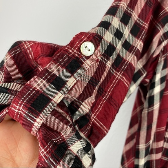 Fever Red Plaid Longline Popover Blouse Small NWT - Picture 10 of 12